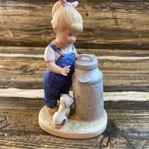 Homco Denim Days 1985 little girl with a milk can figurine